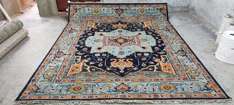 Robyn Jensen Blue Hand-Knotted Oriental Rug 8x10 | Banana Manor Rug Company