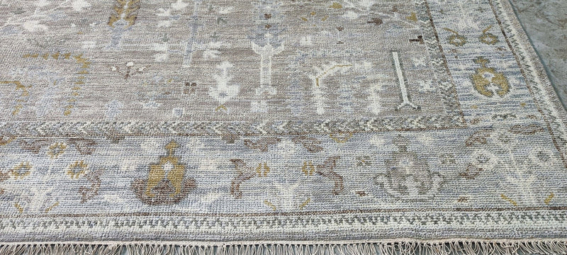 Robyn Menter Grey and Tan Hand-Knotted Oushak Rug 8x10 | Banana Manor Rug Company