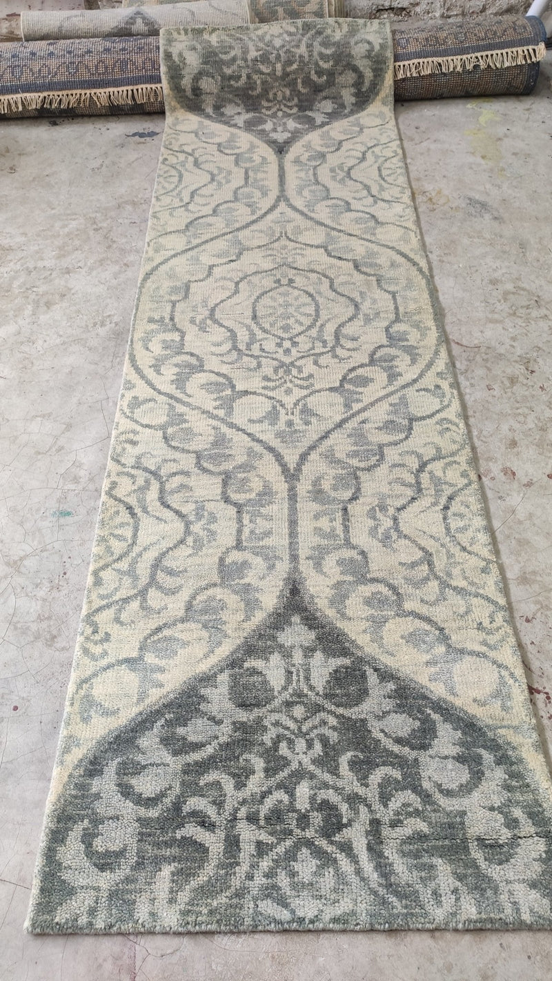 Rochelle 2.6x9 Light Green Hand-Knotted Modern Runner | Banana Manor Rug Company