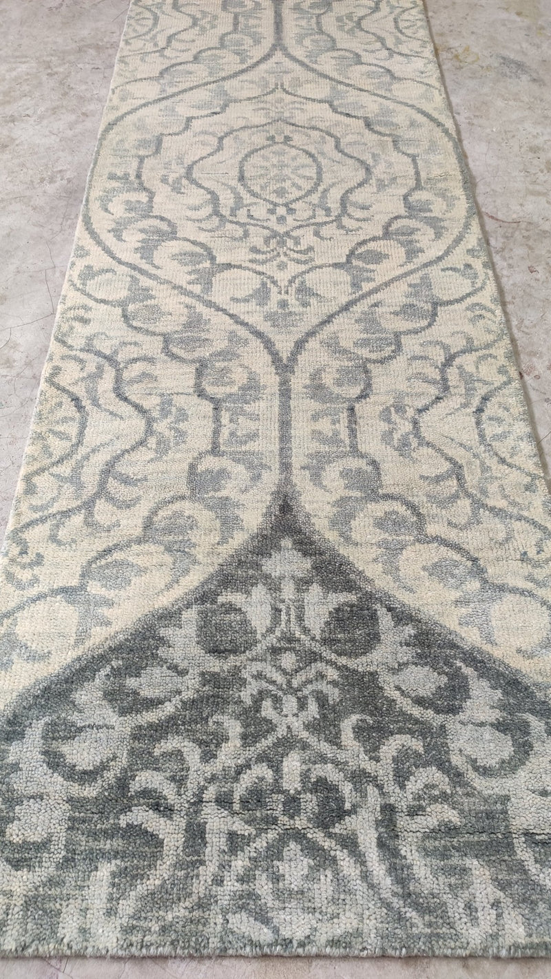 Rochelle 2.6x9 Light Green Hand-Knotted Modern Runner | Banana Manor Rug Company