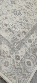 Roksana Babajan Hand-Knotted Oushak Rug Ivory and Tan 9.3x12.3 | Banana Manor Rug Company