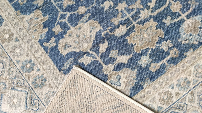 Romeo 9x12 Blue and Beige Hand-Knotted Oushak Rug | Banana Manor Rug Company
