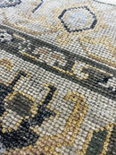 "Roos" Green and Gold Hand-Knotted Oushak Sample 8x10 | Banana Manor Rug Company