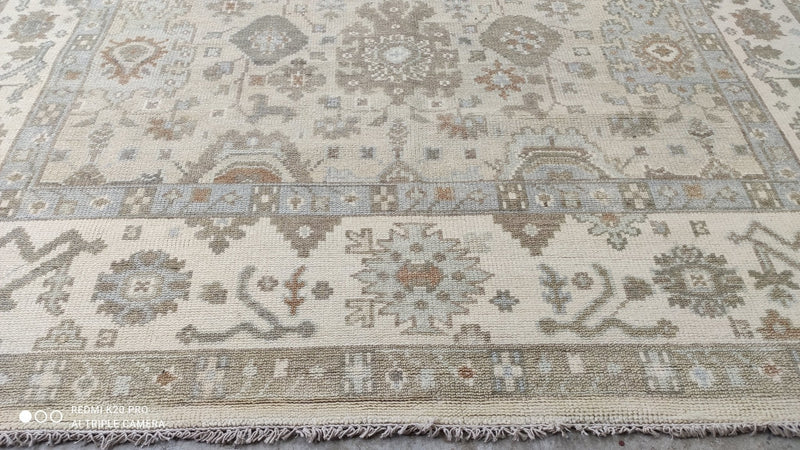 Roseanne 8.3x10 Beige and Ivory Hand-Knotted Oushak Rug | Banana Manor Rug Company