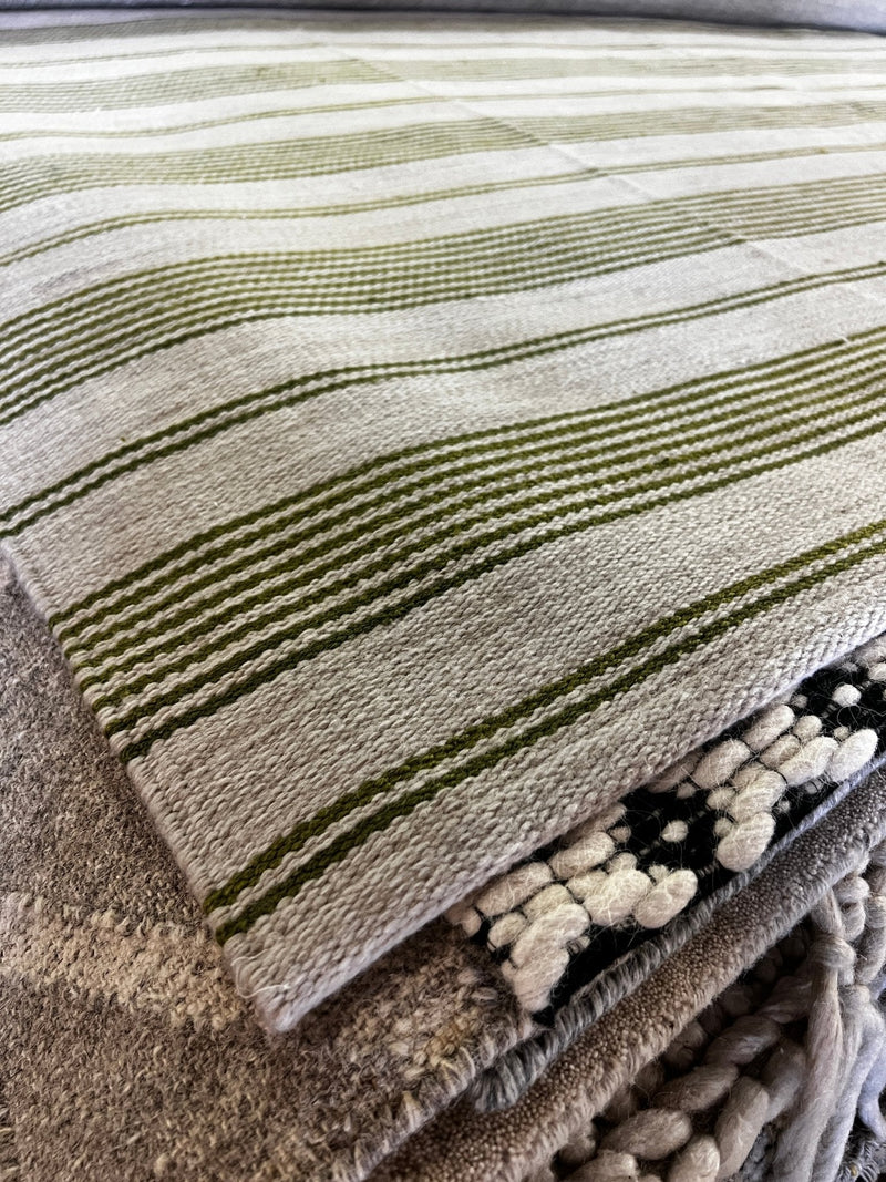 Rosemary 8x11.3 Striped Handwoven Durrie Rug | Banana Manor Rug Factory Outlet