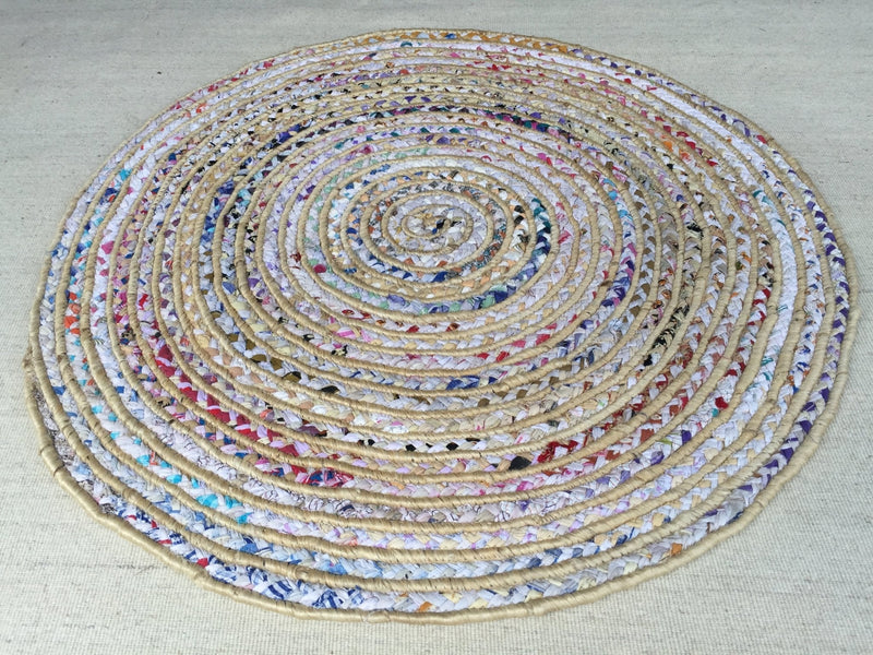 Round Cotton & Jute Handwoven Assorted Rugs 40'x40' | Banana Manor Rug Company