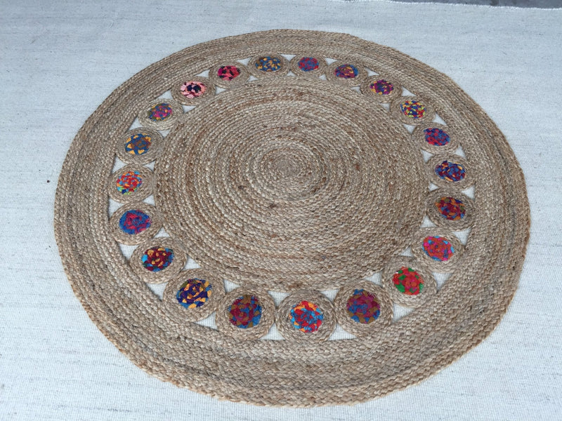 Round Cotton & Jute Handwoven Assorted Rugs 40'x40' | Banana Manor Rug Company