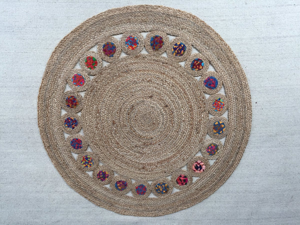 Round Cotton & Jute Handwoven Assorted Rugs 40'x40' | Banana Manor Rug Company