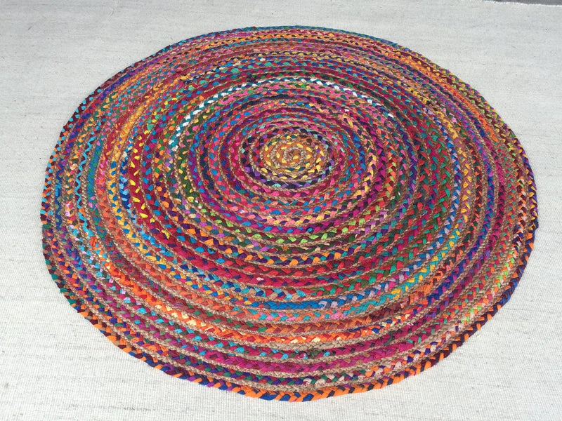 Round Robin Handwoven Cotton & Jute Mix Multi-Color Rug 39'x39' | Banana Manor Rug Company