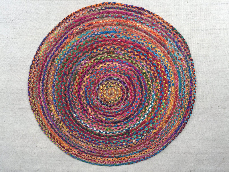 Round Robin Handwoven Cotton & Jute Mix Multi-Color Rug 39'x39' | Banana Manor Rug Company