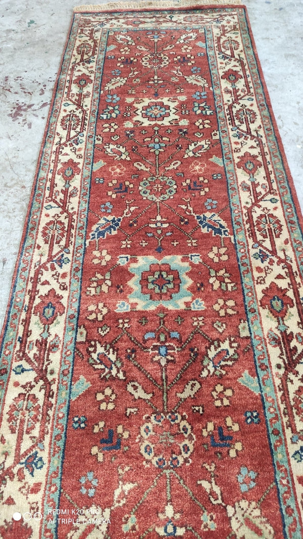 Rudolf Nureyev 2.9x8 Rust and Ivory Hand-Knotted Serapi Runner | Banana Manor Rug Company