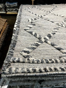 Ryan U Lyin' 4x6 Handwoven White and Dark Grey Diamond Moroccan Style Durrie Rug | Banana Manor Rug Factory Outlet