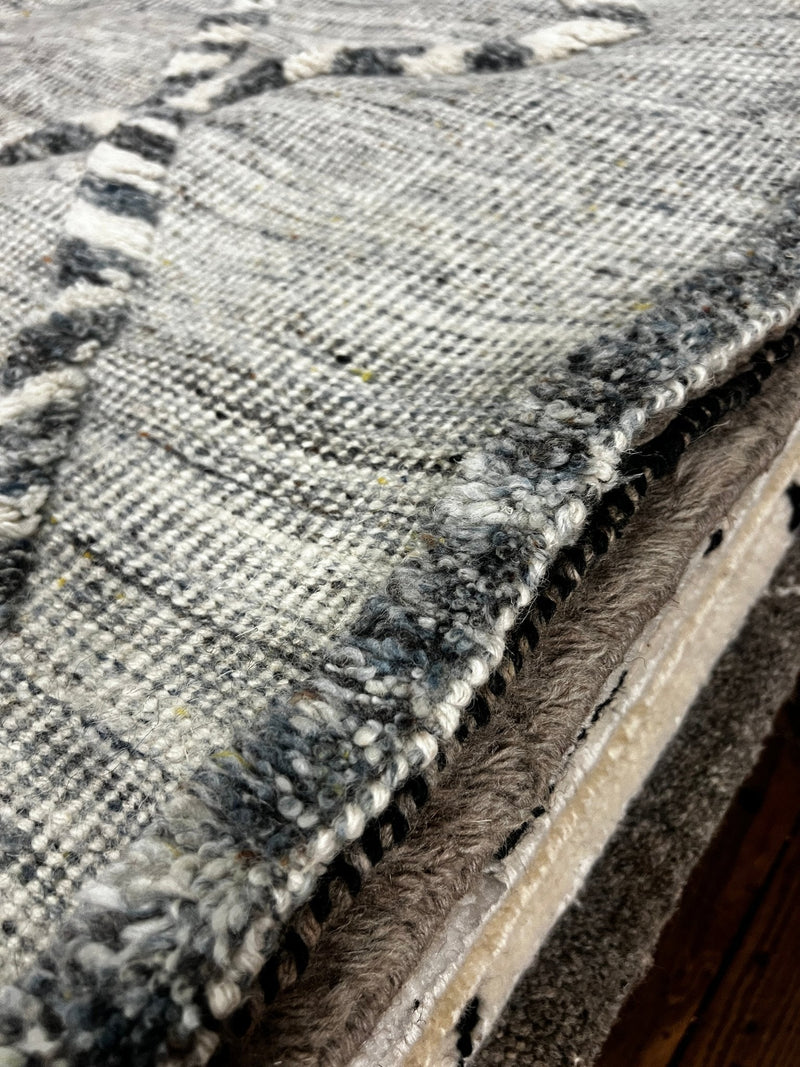 Ryan U Lyin' 4x6 Handwoven White and Dark Grey Diamond Moroccan Style Durrie Rug | Banana Manor Rug Company