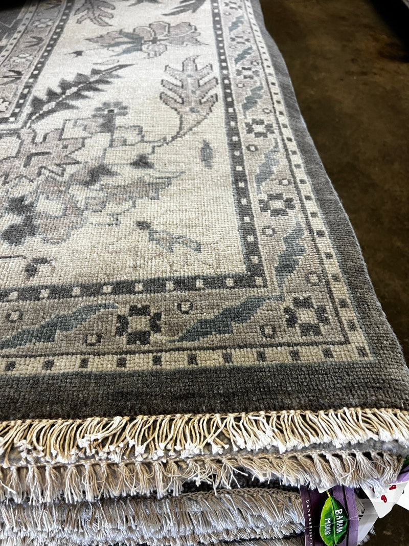 Ryder 10x14 Dark Grey and Ivory Hand-Knotted Oushak Rug | Banana Manor Rug Factory Outlet