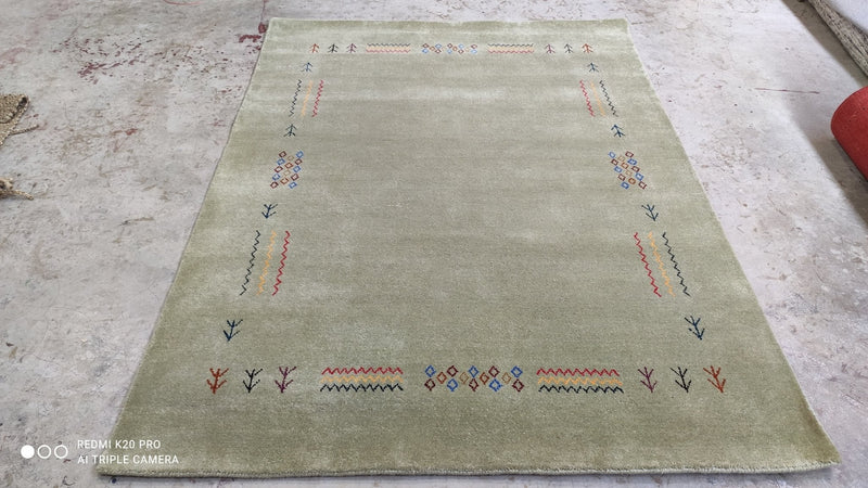 Salima 5x6.6 Handwoven Light Green Rug | Banana Manor Rug Company