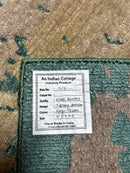 Salma Hayek 5.6x7.9 Beige and Green Hand-Knotted Tibetan Rug | Banana Manor Rug Factory Outlet