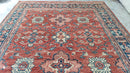 Sam 7.9x9.10 Rust and Blue Hand-Knotted Oushak Rug | Banana Manor Rug Company