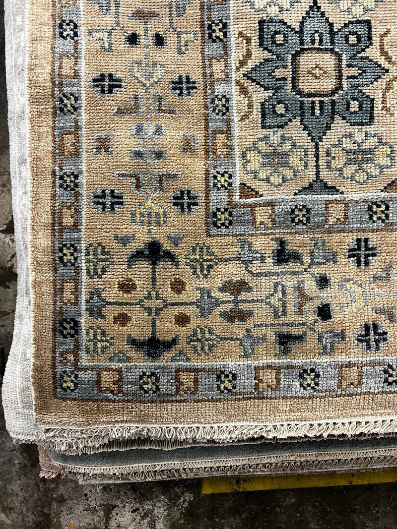 Samsaya 9x12 Light Rust and Light Blue Hand-Knotted Mamluk Rug | Banana Manor Rug Company