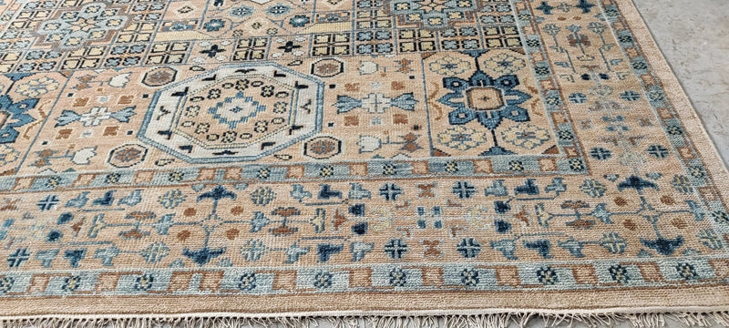 Samsaya 9x12 Light Rust and Light Blue Hand-Knotted Mamluk Rug | Banana Manor Rug Company