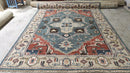 Sand Van Roy 8x10 Light Blue and Beige Hand-Knotted Serapi Rug | Banana Manor Rug Company