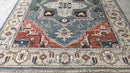 Sand Van Roy 8x10 Light Blue and Beige Hand-Knotted Serapi Rug | Banana Manor Rug Company