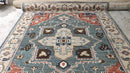 Sand Van Roy 8x10 Light Blue and Beige Hand-Knotted Serapi Rug | Banana Manor Rug Company