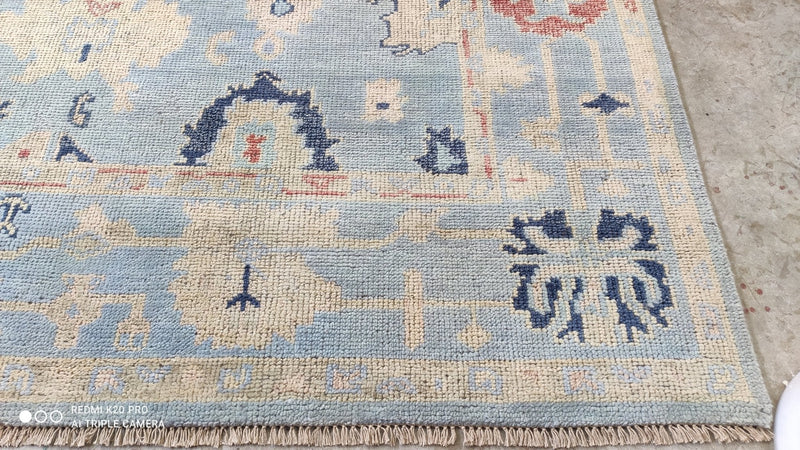 Sandy 7.10x10 Light Blue Hand-Knotted Oushak Rug | Banana Manor Rug Company