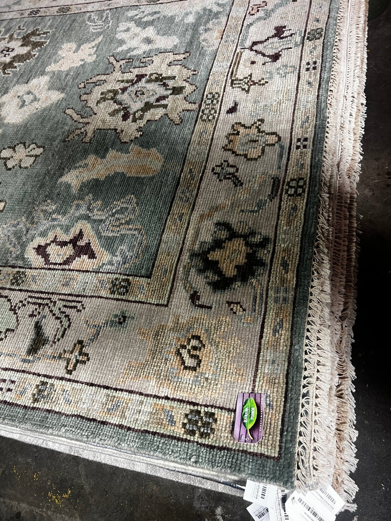 Sarah Brooks 6x9 Green and Tan Hand-Knotted Oushak Rug | Banana Manor Rug Factory Outlet