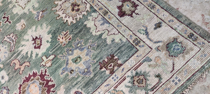 Sarah Brooks Green and Tan Hand-Knotted Oushak Rug 6x9 | Banana Manor Rug Company