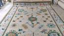 Sarina 8.9x12 Tan and Blue Hand-Knotted Oushak Rug | Banana Manor Rug Company