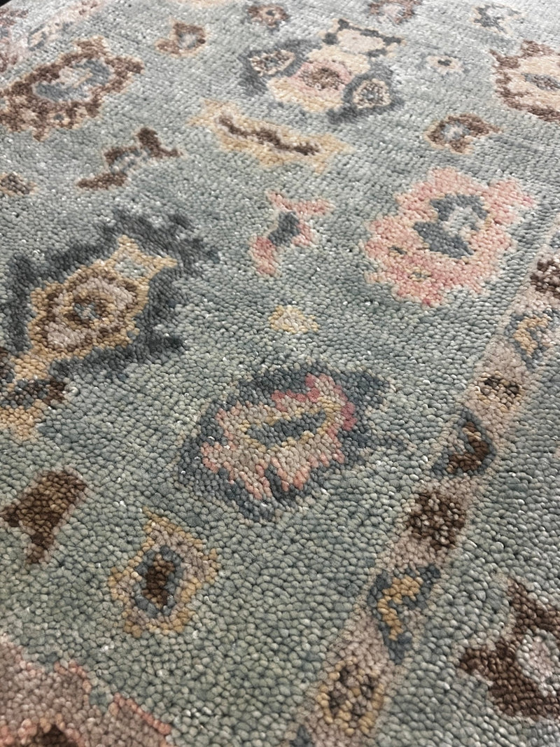 Sasha Grey 3x14 Light Green Hand-Knotted Oushak Runner | Banana Manor Rug Factory Outlet