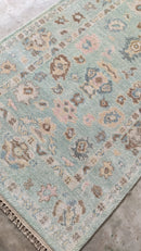 Sasha Grey 3x14 Light Green Hand-Knotted Oushak Runner | Banana Manor Rug Company