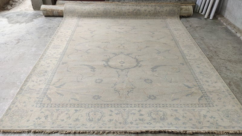 Sativa 7.9x.9.9 Beige and Ivory Hand-Knotted Oushak Rug | Banana Manor Rug Company