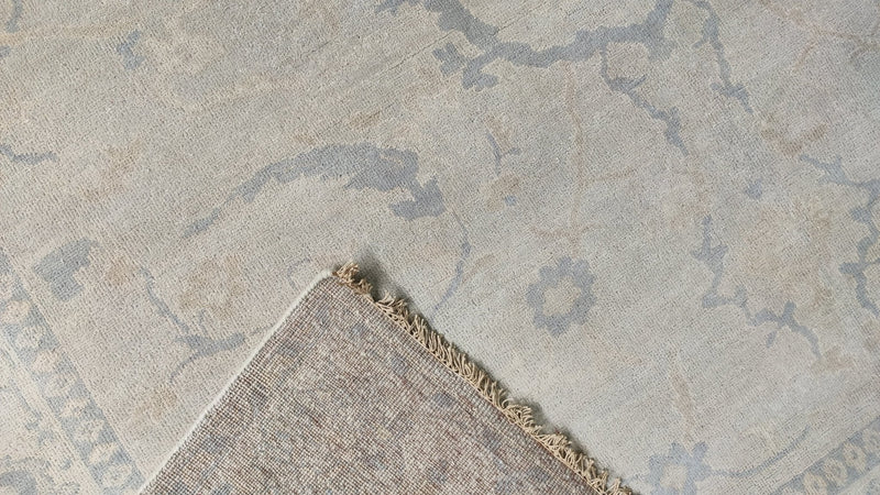 Sativa 7.9x.9.9 Beige and Ivory Hand-Knotted Oushak Rug | Banana Manor Rug Company