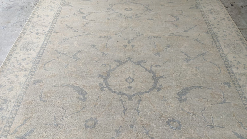 Sativa 7.9x.9.9 Beige and Ivory Hand-Knotted Oushak Rug | Banana Manor Rug Company