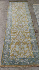 Schuyler 2.6x8 Hand-Knotted Gold and Blue Oushak Runner | Banana Manor Rug Company