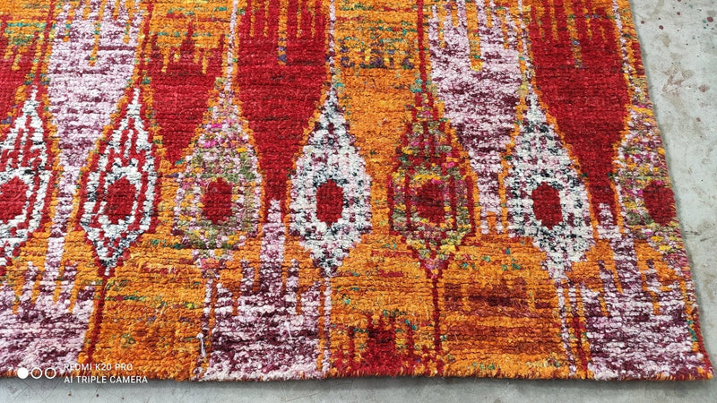 Serratos 6.3x8 Red and Yellow Hand-Knotted Rug | Banana Manor Rug Company