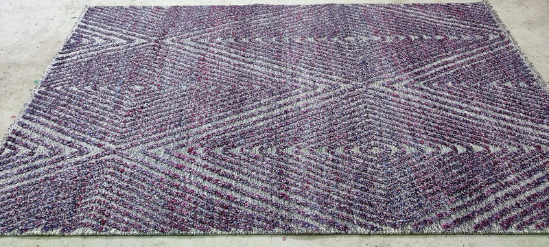 Shane Jacobson Hand-Knotted Modern Rug Purple High-Low 5.3x8.3 | Banana Manor Rug Company