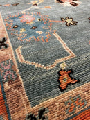Shanti 6x9 Light Blue and Rust Hand-Knotted Oushak Rug | Banana Manor Rug Company
