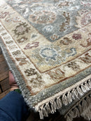 Sharon Stone 3x14 Light Green and Cream Hand-Knotted Oushak Runner | Banana Manor Rug Factory Outlet