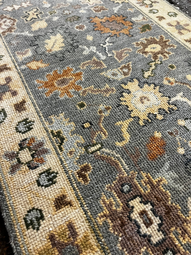 Sheena 2.6x10 Light Blue and Ivory Hand-Knotted Runner | Banana Manor Rug Factory Outlet