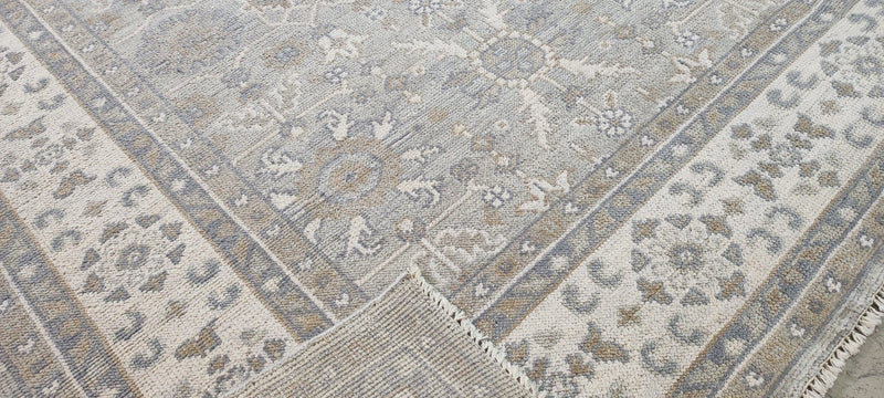 Sheila Bridges Grey and Ivory Hand-Knotted Oushak Rug 8x10 | Banana Manor Rug Company