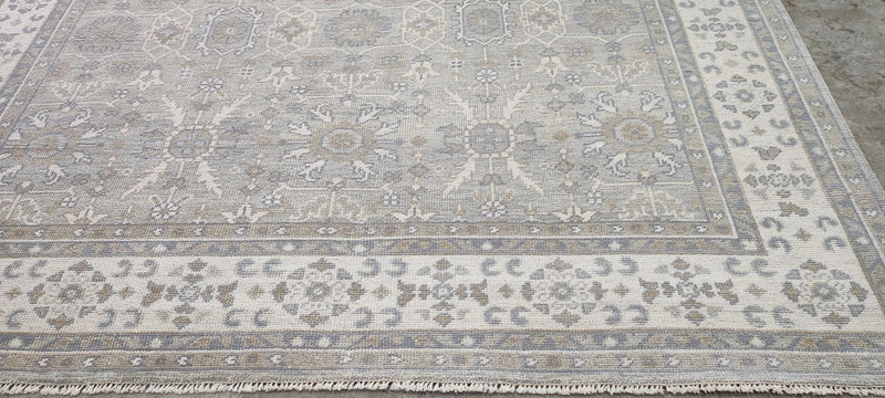 Sheila Bridges Grey and Ivory Hand-Knotted Oushak Rug 8x10 | Banana Manor Rug Company