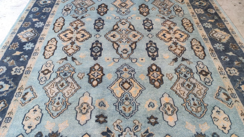 Shelley Winters 8x10.3 Light Blue and Blue Hand-Knotted Oushak Rug | Banana Manor Rug Company