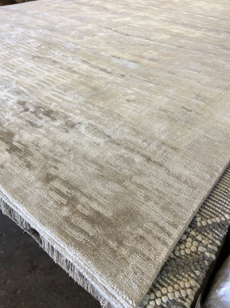 Shira 9x12 Beige and Tan Handwoven Viscose Rug | Banana Manor Rug Company