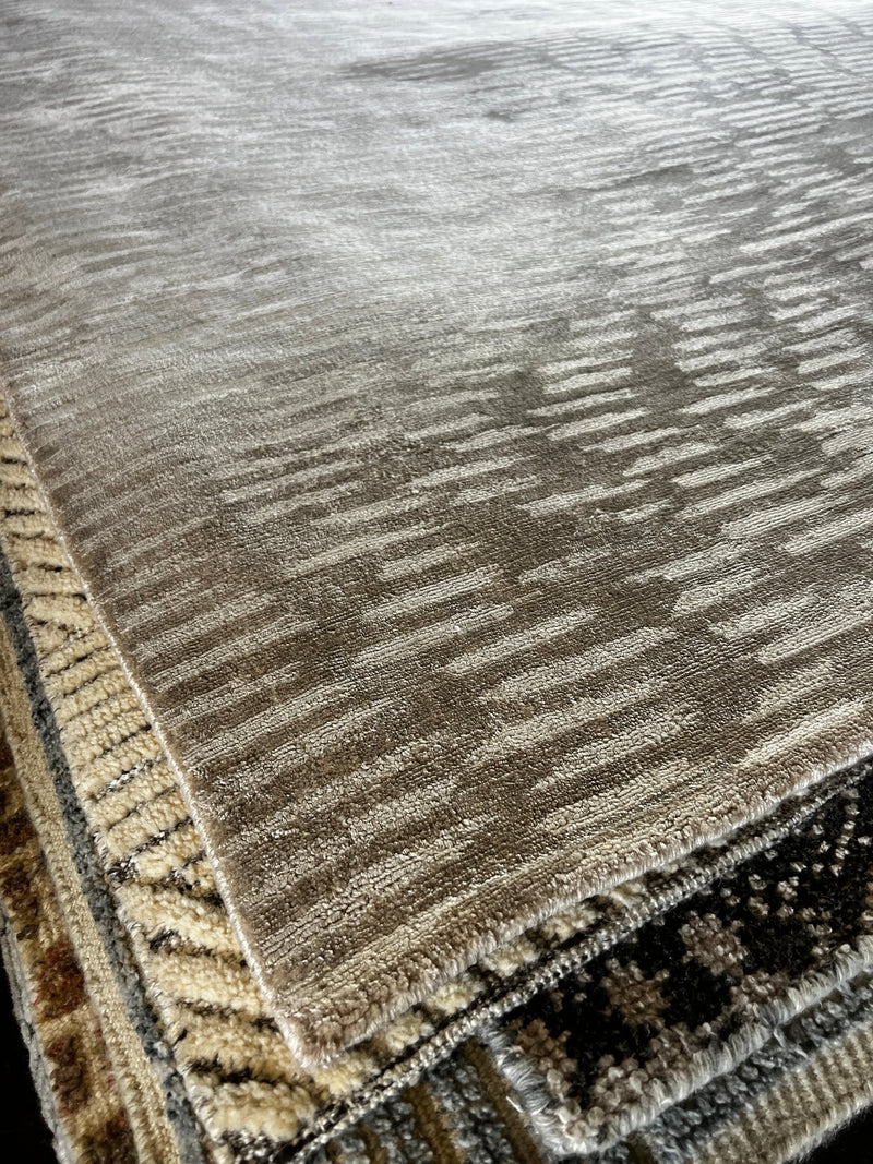 Shira 9x12 Beige and Tan Handwoven Viscose Rug | Banana Manor Rug Company