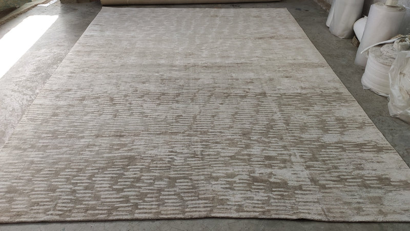 Shira 9x12 Beige and Tan Handwoven Viscose Rug | Banana Manor Rug Company