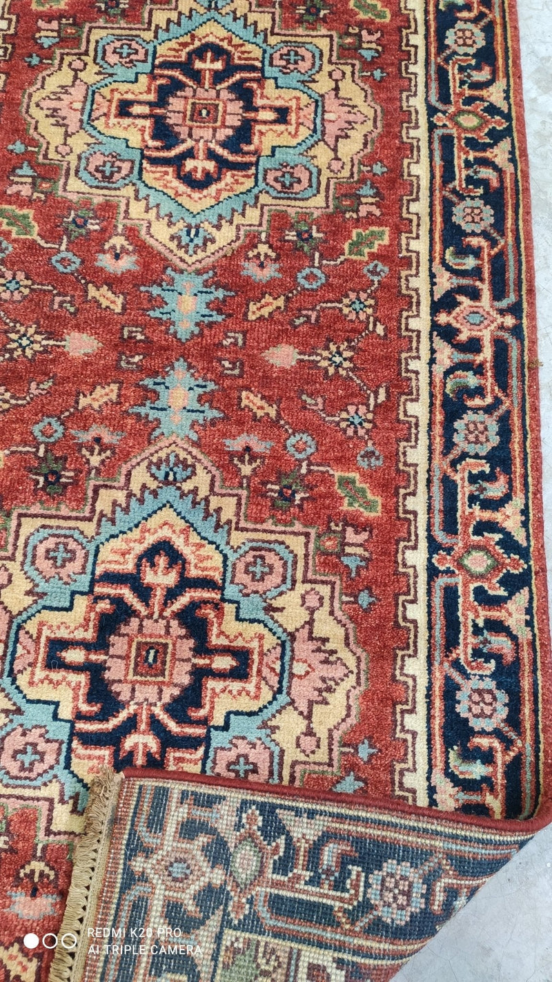 Shorofsky 2.9x8 Red and Blue Hand-knotted Serapi Runner | Banana Manor Rug Company