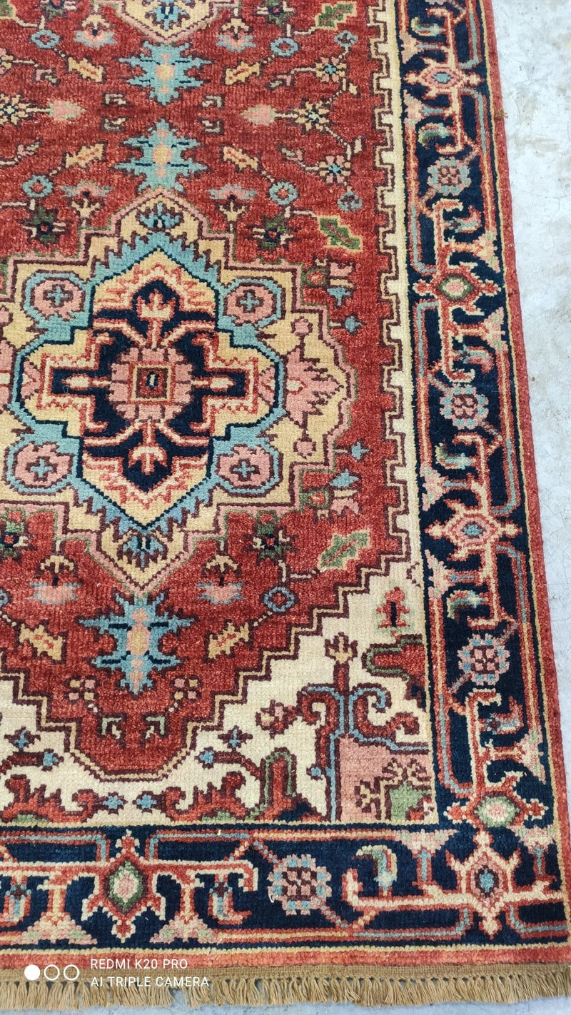 Shorofsky 2.9x8 Red and Blue Hand-knotted Serapi Runner | Banana Manor Rug Company