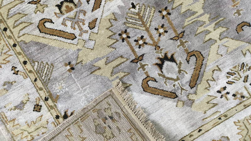 Sian Owlight 4x6 Grey and Gold Hand-Knotted Oushak Rug | Banana Manor Rug Company